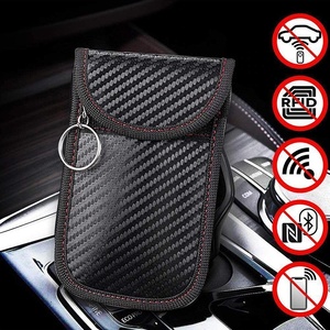 Bolsa de Bloqueo de Señal RFID de Fibra de Carbono y Cuero con Logotipo Personalizado, <span class=keywords><strong>Bloqueador</strong></span> de Señal para Llaves de Auto sin Llave, Estuche para Llaves, Cartera Anti-Robo - Product Image 6