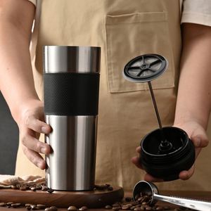 15OZ Travel Home Office Camping Coffee Tea Press Tumbler Stainless Steel <b>Double</b> <b>Wall</b> Vacuum Insulation French Press Travel Mug - Product Image 3