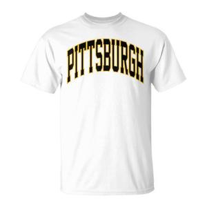 T-shirt classica Pittsburgh Throwback, design nero e oro, taglia unisex per adulti - Product Image 1