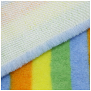 2021 Neuer Regenbogen-Kaninchenhaar-Plüschstoff 100% Polyester Hochwertig Großhandelspreis für Spielzeug und Bekleidung mit Gestrickter Rückseite - Product Image 4