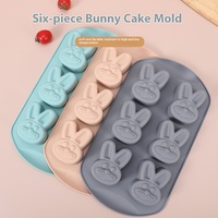 Moule à gâteau en silicone à 6 cavités en forme de lapin, antiadhésif, résistant à la chaleur, pour chocolat, pudding, desserts de Pâques faits maison, outil de pâtisserie