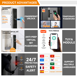 Cerradura Inteligente WiFi Tuya Más Vendida con Reconocimiento de Huella Dactilar, Almacenamiento en la Nube y Desbloqueo Múltiple para Puertas de Madera Interiores y Hoteles - Product Image 3