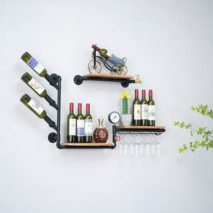 औद्योगिक पाइप अलमारियों वाइन रैक दीवार पर लटका वाइन रैक दीवार लटका वाइन ग्लास हैंगर वाइन ग्लास हैंगर - Product Image 5