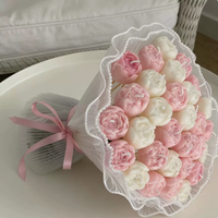 Lilin Aroma Buket Bunga Peony 3D Lilin Kedelai Berbentuk Buket Bunga untuk Hadiah Hari Valentine