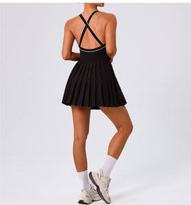 ชุดโยคะผู้หญิง ZC399 แบบเปิดหลัง กระโปรงพลีทคุณภาพสูง มีกระเป๋า กางเกงขาสั้นในตัว ยืดหยุ่นสูง แห้งเร็ว เหมาะสำหรับกอล์ฟและเทนนิส - Product Image 5