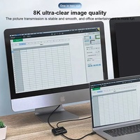 USB-C 1 en 2 sorties Répartiteur de commutateur bidirectionnel de type C Hub 2 en 1 8K @ 30Hz 5K @ 60Hz 4K @ 120Hz Prise en charge des données vidéo PD