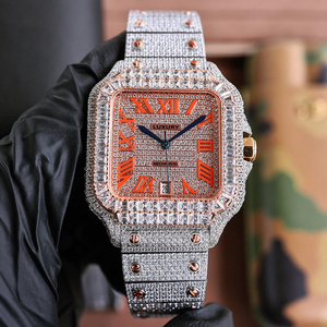 Tùy chỉnh chất lượng hàng đầu Iced out vvs moissanite tự động cơ khí đồng hồ đeo tay sang trọng Bust xuống đầy đủ kim cương đồng hồ cho nam giới - Product Image 6