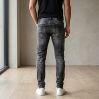 Jean skinny déchiré de haute qualité pour homme, effet éclaboussures de peinture, coupe slim, style hip-hop streetwear, pantalon de motard TKAN864