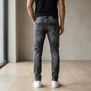 High Quality Men's Distressed Ripped Skinny <b>Jeans</b> Paint Splatter Denim Pants Slim Fit Hip Hop Streetwear Biker Trousers TKAN864 - Product Image 3