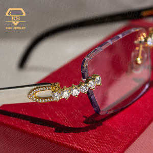 Hip hop rapper kính 40 con trỏ moissanite tùy chỉnh mạ vàng kim cương cắt ống kính moissanite Kính mát - Product Image 3