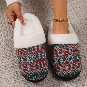 Latest Design Girls <strong>slippers</strong> Christmas Plush Slides <strong>Comfy</strong> Women's Knitted Sweater Collar Suede Knitting <strong>Slippers</strong> - Product Image 1
