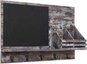 JUNJI — porte-Mail et manteau en bois, décoration murale, étagère d'organisation d'entrée de la ferme avec craie et craie - Product Image 2