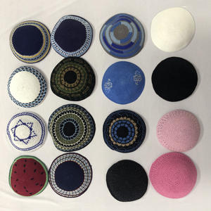 Kippot juif personnalisé tricoté broderie <span class=keywords><strong>DMC</strong></span> <span class=keywords><strong>coton</strong></span> Crochet Israël Kippah chapeau - Product Image 6
