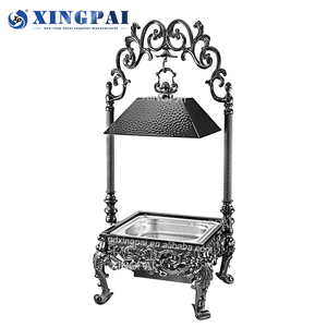 XINGPAI <span class=keywords><strong>Chauffe</strong></span>-plats professionnel noir martelé grand 6L 9L Buffet de service <span class=keywords><strong>chauffe</strong></span>-plats Buffet avec plaque électrique - Product Image 3