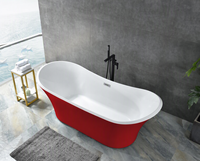 Baignoire autoportante en acrylique en forme de bateau, bicolore rouge, pour usage domestique/hôtelier/appartement, écologique, vente en gros d'usine