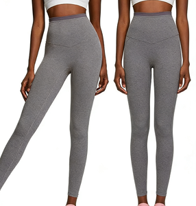 Leggings Deportivos de Cintura Alta para Mujer, Diseño Sólido Color Nude, Anti-Rollos, Talla Grande, Elásticos, Largos hasta el Tobillo, de Cuatro Vías - Product Image 1