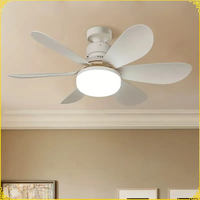 Ventilateur de Plafond LED Moderne Dimmable avec Lampe E27, 5/6 Pales Démontables, 3 Vitesses de Vent, Télécommande et Lumière Intégrée