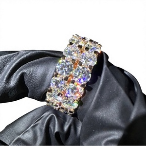 Bagues Moissanite Double Rangée 50 Points Éternité Unisexe Plaqué Or Rose Taille Brillant Sertissage à Griffes Luxe Mariage - Product Image 4
