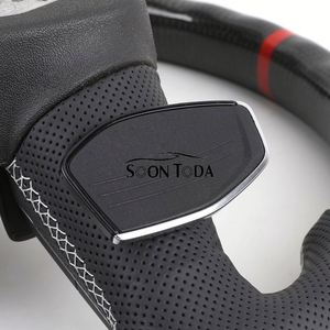 Volant personnalisé en fibre de carbone pour <span class=keywords><strong>Audi</strong></span> RS3 S3 A3 8Y, fond plat, cuir perforé avec palettes de changement de vitesse - Product Image 2
