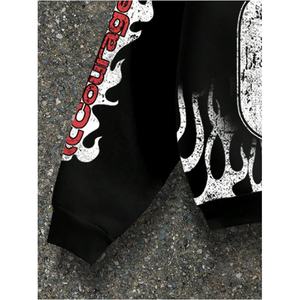 Sudadera con capucha y cremallera Y2K personalizada para hombre, estampado de llamas 'Strength' 03, estilo casual urbano, de manga larga, de poliéster tejido - Product Image 3