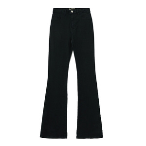 Pantalones vaqueros acampanados de primera calidad para mujer, diseñados con tela vaquera elástica suave, cintura alta, comodidad y elegante corte inferior ancho acampanado - Product Image 3