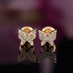 Pendientes de diamantes cultivados en laboratorio sostenibles con elegante diseño de mariposa de oro sólido de 14K fiesta de compromiso regalo de boda para pareja - Product Image 3