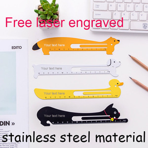 Animal <span class=keywords><strong>de</strong></span> dibujos animados perro gato zorro pato <span class=keywords><strong>corte</strong></span> hueco esmalte suave impresión Metal marcapáginas <span class=keywords><strong>regla</strong></span> - Product Image 4