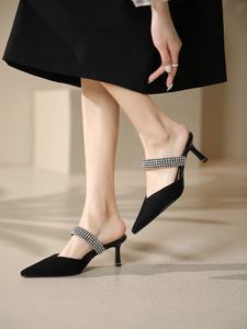 Nouvelles chaussures à talons hauts élégantes à bout pointu, style français, scintillantes avec des diamants, douces et charmantes pour les soirées - Product Image 3