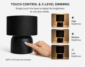 Lampe de table tactile LED en métal, 4 niveaux de luminosité, lumière chaude, abat-jour en tissu, pour chambre, bureau, salon - Product Image 3