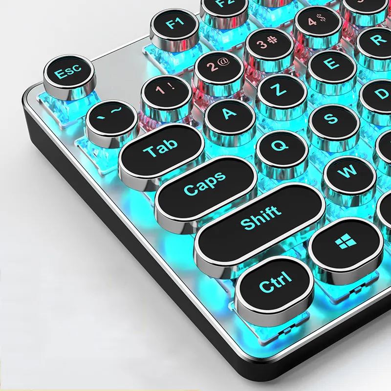 रेट्रो Steampunk कीबोर्ड मल्टीमीडिया घुंडी डेस्कटॉप धातु पैनल पंक गेमिंग यांत्रिक कीबोर्ड