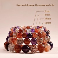 Bracelet en pierres naturelles Super Seven Or Noir, Améthyste, multi-pierres, bijoux en cristal, cadeau pour petite amie, meilleure amie