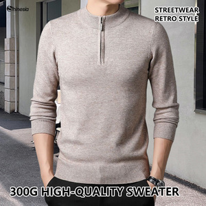Áo len nam cổ cao chất liệu cashmere, khóa kéo, chất liệu cotton, áo len cổ lọ tùy chỉnh, áo len nỉ nam, áo cardigan nửa khóa kéo - Product Image 1