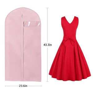 Housse de vêtement longue rose de haute qualité, imperméable en PEVA, anti-poussière, pour robes et costumes - Product Image 2