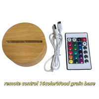 Lampes de nuit LED 3D avec base en bois acrylique, décoration intérieure, chambre à coucher, mini projecteur USB rechargeable
