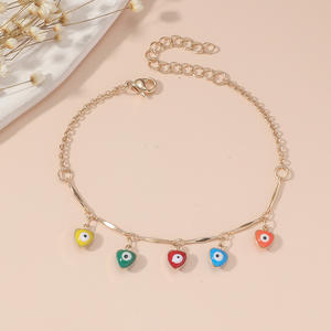 Bracelets papillon en cristal de diamant scintillant, délicats, plaqués or, avec pampilles en coquillage, émail, yeux maléfiques, sertis de zircon cubique - Product Image 4