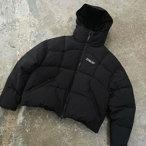 Custom Windproof Waterproof Coat Oversized Quilted Bomber Down Bubble <b>Zip</b> <b>up</b> <b>Jackets</b> Black Polyester Men's Winter Puffer <b>Jacket</b> - Product Image 3