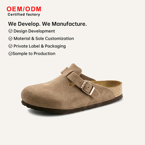 Mules en daim à semelle en bois naturel unisexe 2026 – Sabots légers et confortables en nubuck à enfiler, antidérapants - Product Image 1