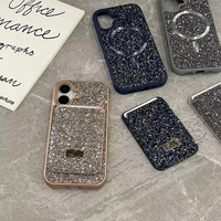 Étui magnétique antichoc en PC avec motif diamant tendance pour iPhone 15 Pro Max, 16, 17, 14 Plus, 13, 12 Mini, 11 Pro Max