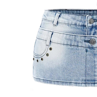 Short en jean à taille haute, design aéré, respirant, séchage rapide, jupe ultra-courte, élasticité élevée, bas évasé, décontracté pour l'été