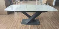 Ensemble de table à manger de luxe pour la maison, style ferme, 6 places, base en acier inoxydable moderne en forme de X, pierre frittée, métal