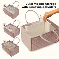 Organisateur de couches matelassé et résistant à l'eau, panier de rangement pour bébé rembourré avec séparateurs amovibles, grand panier de rangement pour couches et lingettes