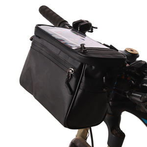Bolsa negra para manillar de bicicleta de montaña con bolsillo para teléfono, bolsa impermeable para equipo de ciclismo, correa desmontable para bicicleta - Product Image 1