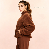 Sweat-shirt en peluche à col montant pour adolescentes 2026 – Pull d'hiver ample et court à manches longues pour femmes
