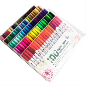 Rotulador de doble punta para acuarela, juego de pincel de dibujo con delineador fino de 12/24/36/48/60/80/100/120 colores - Product Image 1