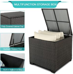 PE <span class=keywords><strong>wicker</strong></span> cắt loveseat couch Set cuộc trò chuyện sofa với hộp lưu trữ <span class=keywords><strong>Glass</strong></span> <span class=keywords><strong>Top</strong></span> bảng cho ban công bãi cỏ và vườn - Product Image 5