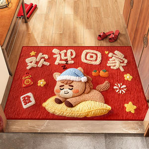 Alfombra de Entrada Rectangular de Tierra de Diatomeas con Diseño de Pony de Año Nuevo, Antideslizante, Fácil de Limpiar, para la Puerta Principal del Hogar - Product Image 1