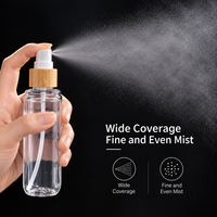 Flacon pulvérisateur PET 90 ml à brume fine avec anneau en bambou pour cosmétiques, soins de la peau, parfums – Rechargeable et portable pour le voyage