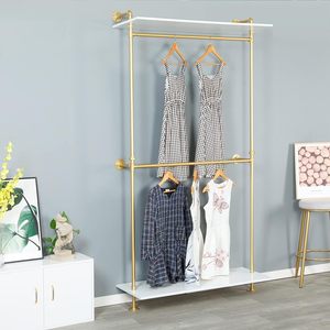 Étagère <span class=keywords><strong>murale</strong></span> de rangement pour vêtements, <span class=keywords><strong>tringle</strong></span> à vêtements industrielle en tuyau, présentoir de vente au détail - Product Image 3