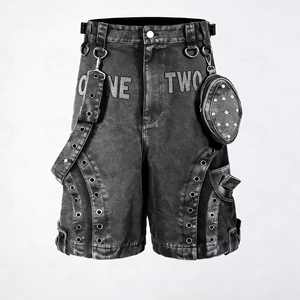 Shorts en jean pour homme <span class=keywords><strong>de</strong></span> haute qualité, style vintage décontracté, coupe ample, effet usé et déchiré, pour l'été - Product Image 2