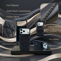 Étui de téléphone en cuir noir de luxe avec motif losanges, bouton pression, poche pour cartes, chaîne d'épaule, coque de protection pour iPhone 15 Pro Max